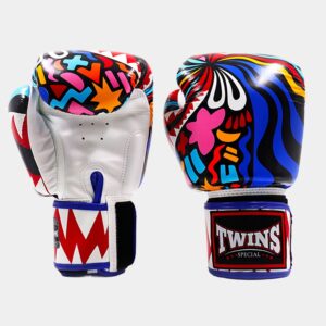 Twins FBGVL3-62 White & Blue Abstract Boxing Gloves