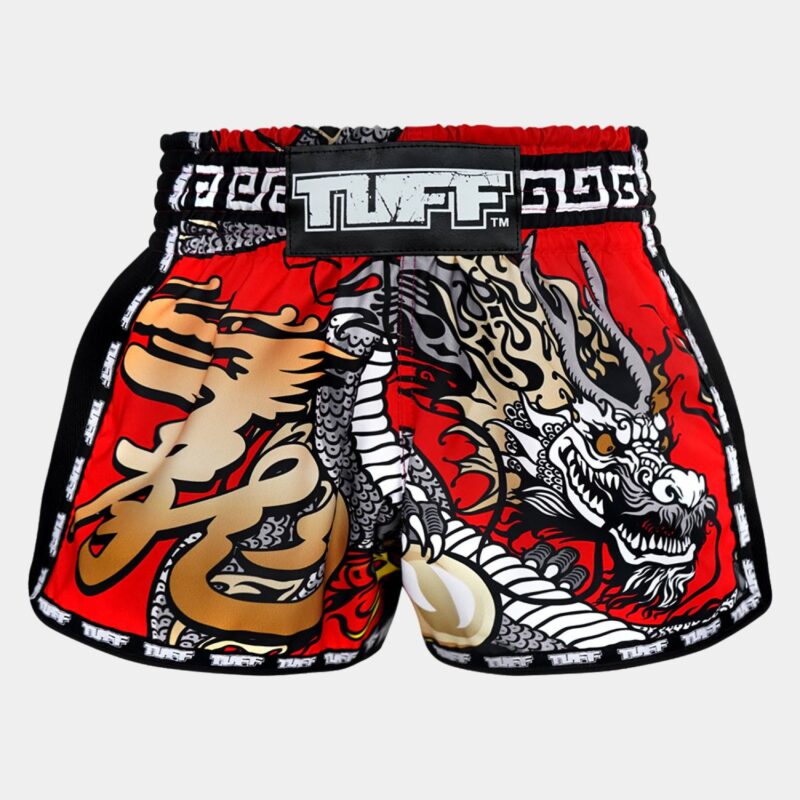 TUFF MRS205 Red Chinese Dragon Retro Style Shorts